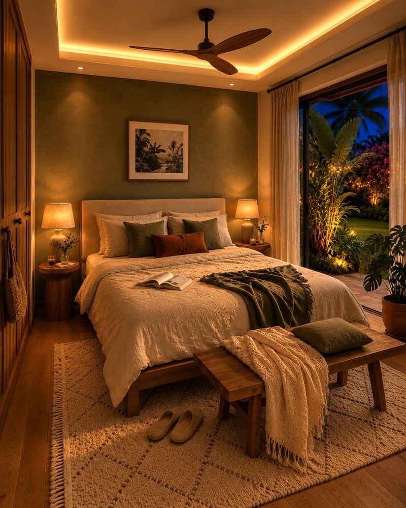 Le Jardin - Chambre wabi-sabi chaux & teck